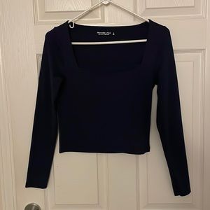 Abercrombie & Fitch - Square Neck Navy Blue Top, Size S (Soft A&F Collection)